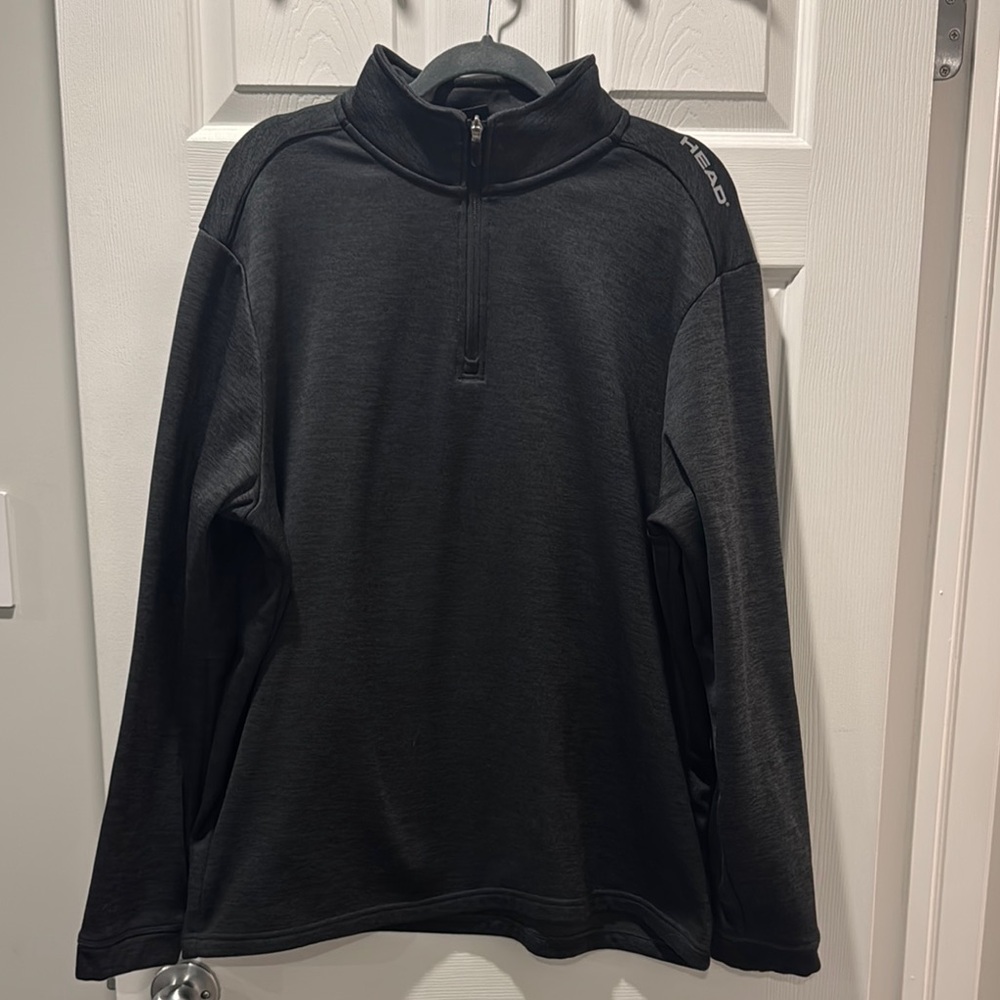 Head Black Zip Up Sweater with High Collar